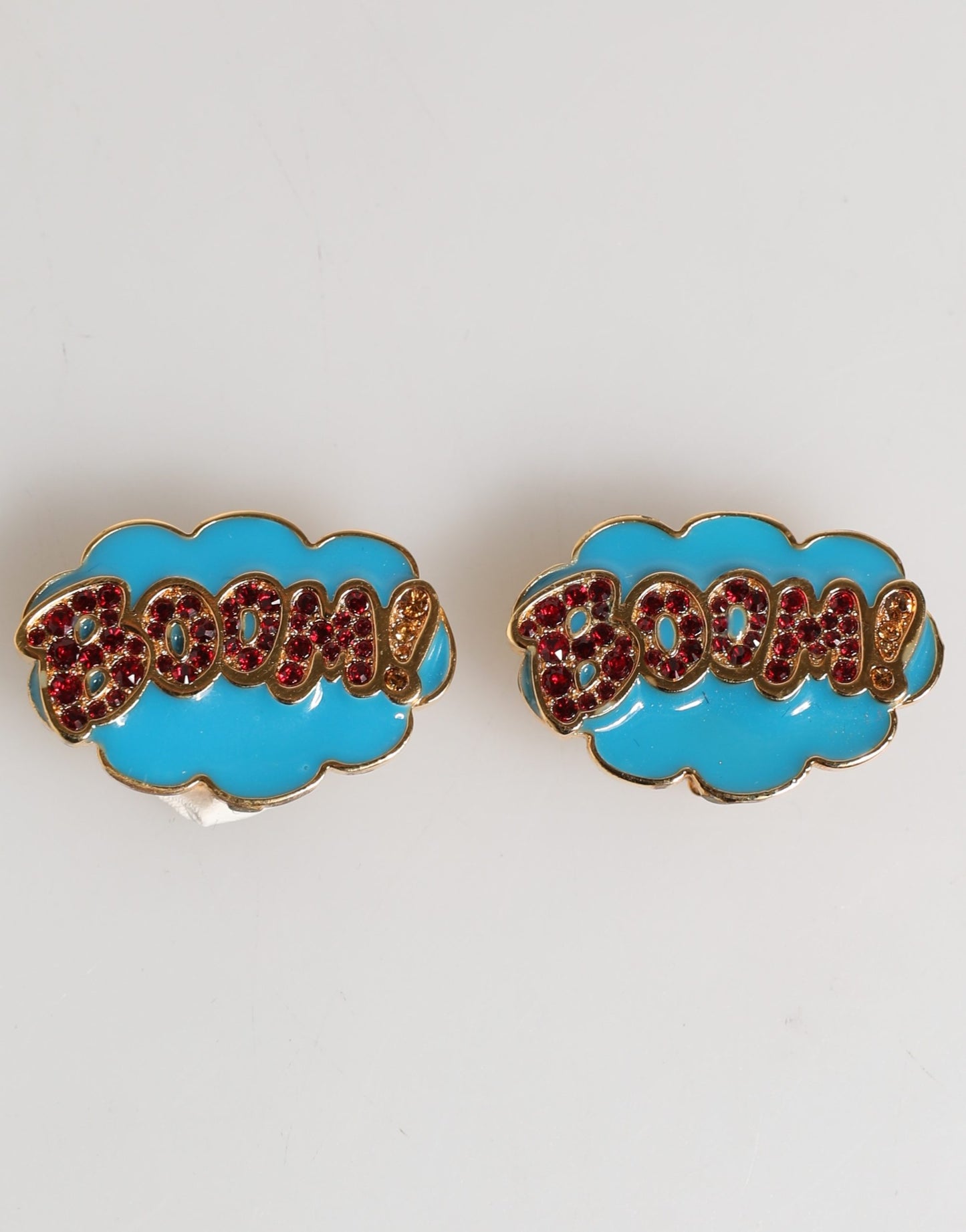 Dolce & Gabbana Gold Brass BOOM Cartoon Crystal Clip-On Earrings