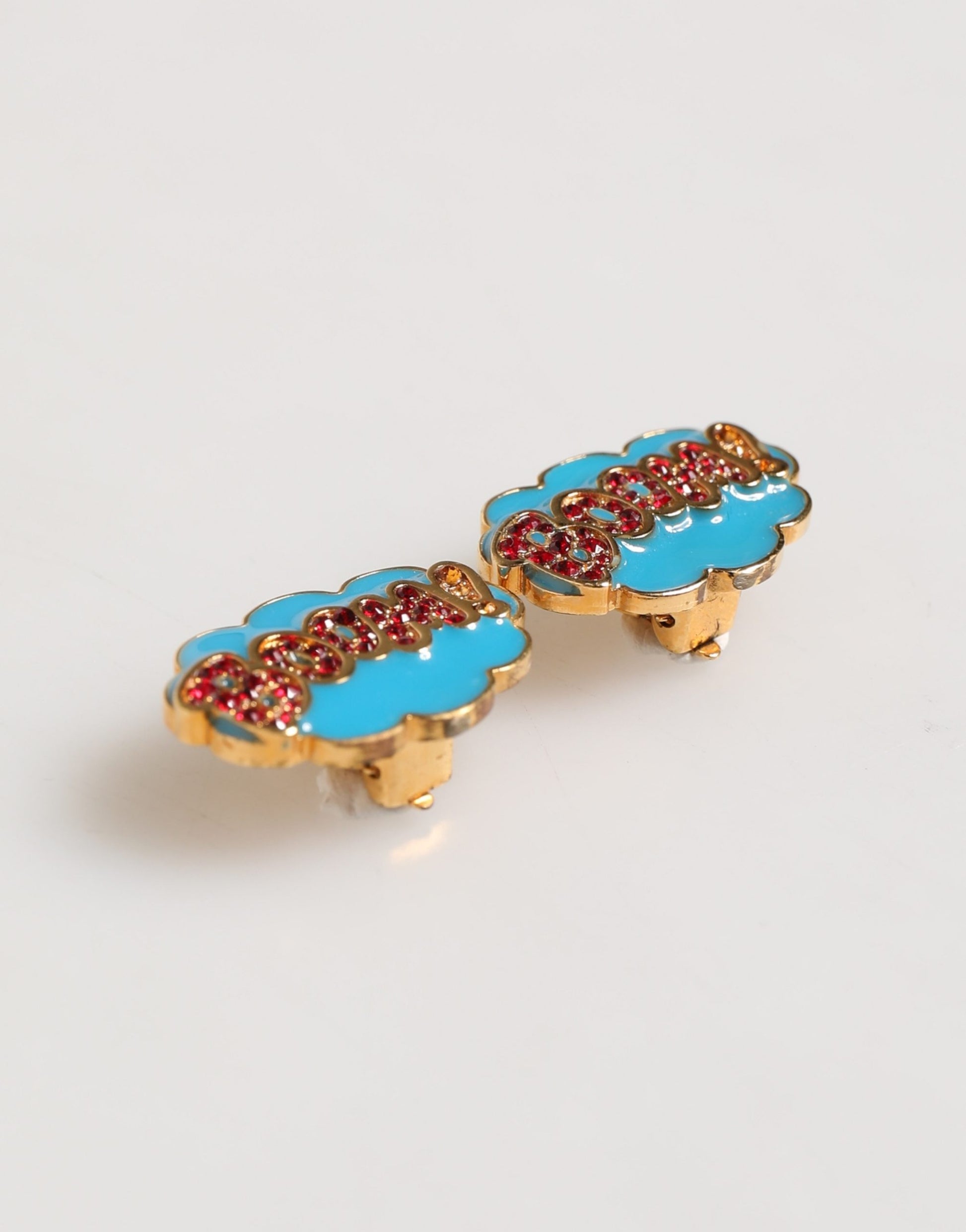 Dolce & Gabbana Gold Brass BOOM Cartoon Crystal Clip-On Earrings