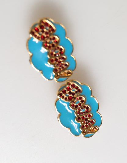 Dolce & Gabbana Gold Brass BOOM Cartoon Crystal Clip-On Earrings