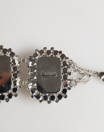 Dolce & Gabbana Silver Tone Brass Chain Crystal Embellished Bracelet