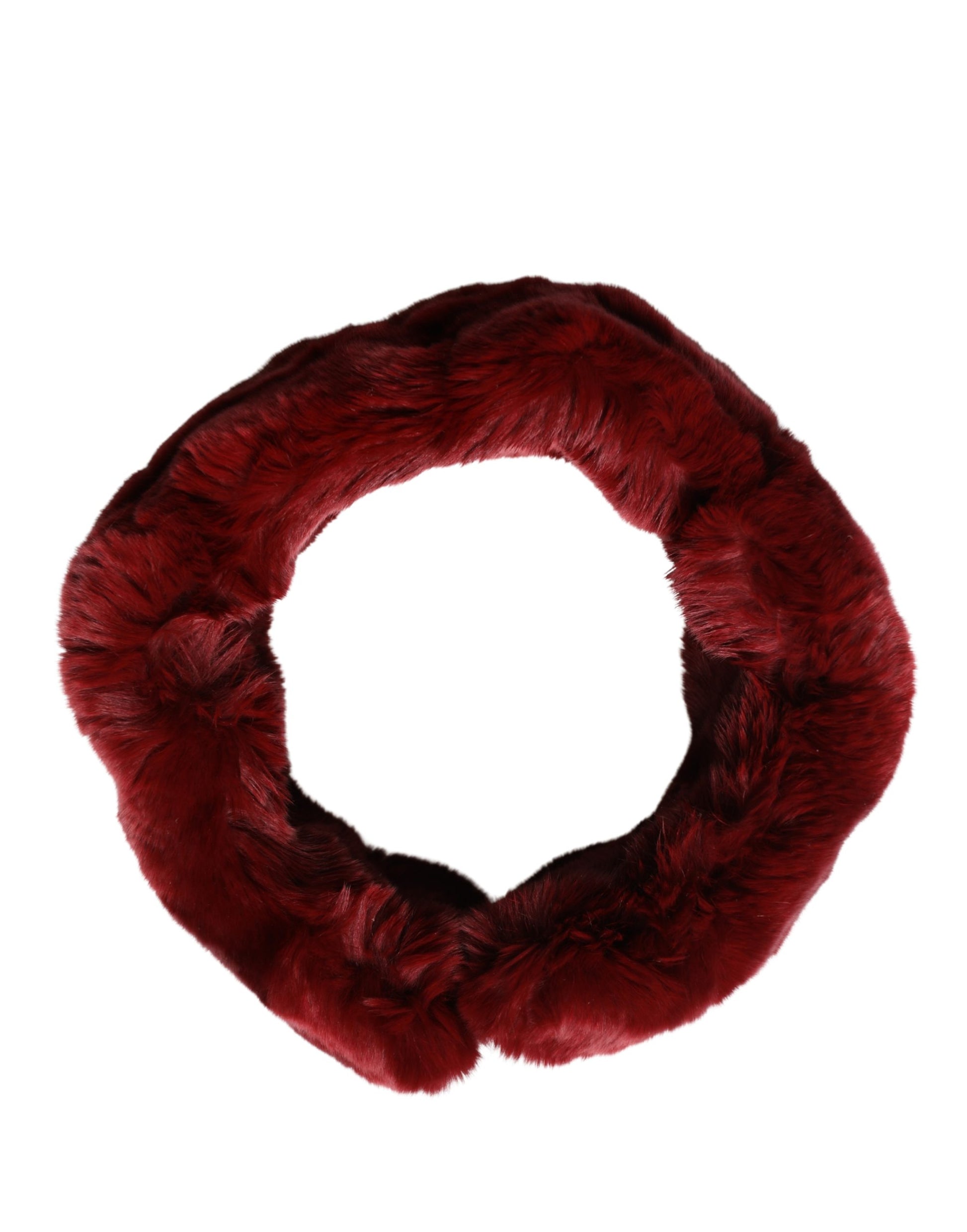 Dolce & Gabbana Red Lamb Fur Collar Women Neck Wrap Scarf