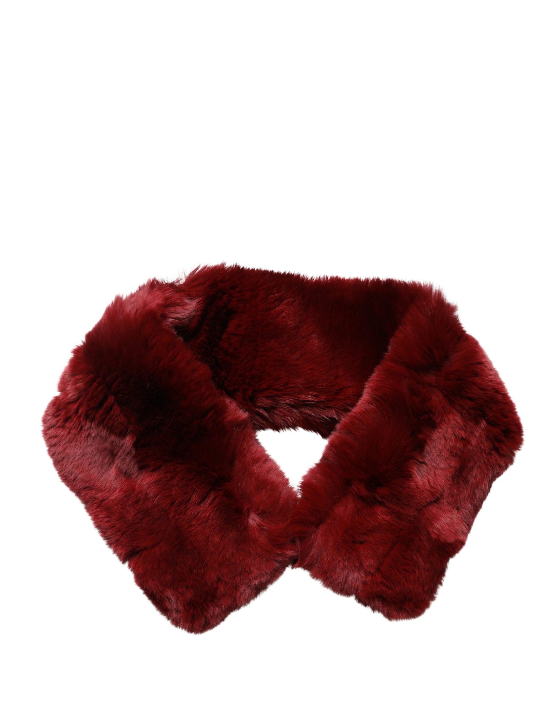 Dolce & Gabbana Red Lamb Fur Collar Women Neck Wrap Scarf