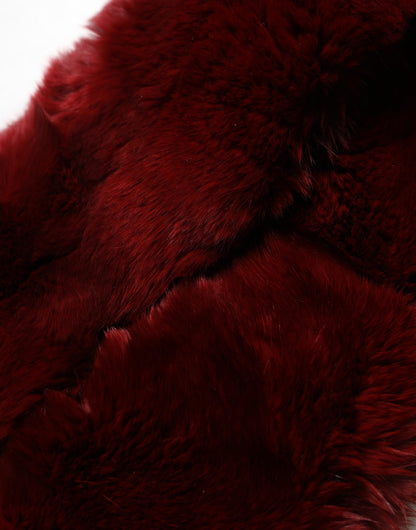 Dolce & Gabbana Red Lamb Fur Collar Women Neck Wrap Scarf
