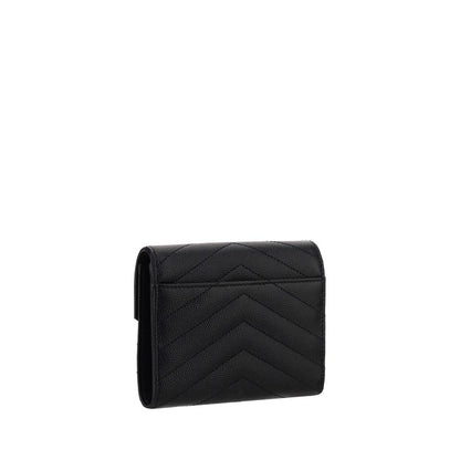 Saint Laurent Black Cassandre Matelassé Small Envelope Wallet