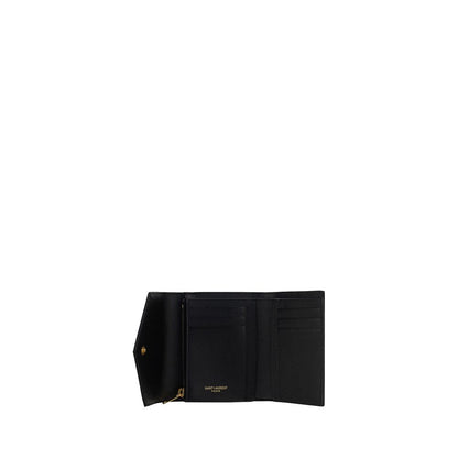 Saint Laurent Black Cassandre Matelassé Small Envelope Wallet
