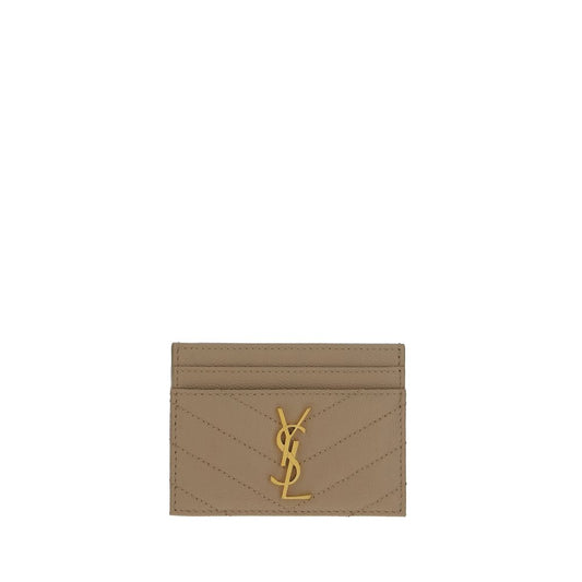 Saint Laurent Dark Beige Cassandre Matelassé Card Case