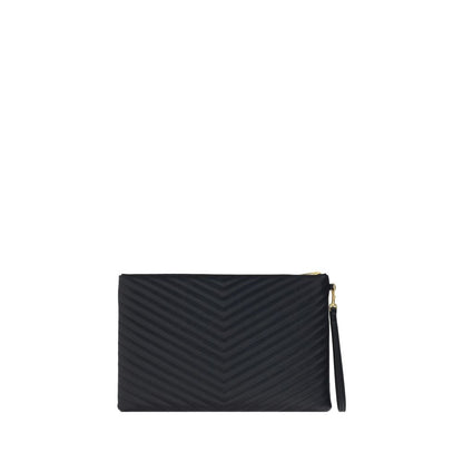 Saint Laurent Black Calf Leather Cassandre Matelassé Document Holder