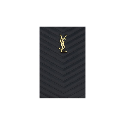Saint Laurent Black Calf Leather Cassandre Matelassé Document Holder