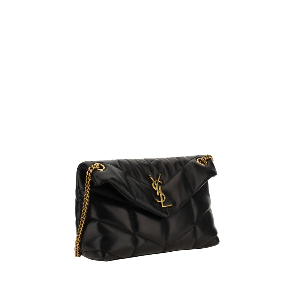 Saint Laurent Black Lambskin LouLou Puffer Crossbody Bag