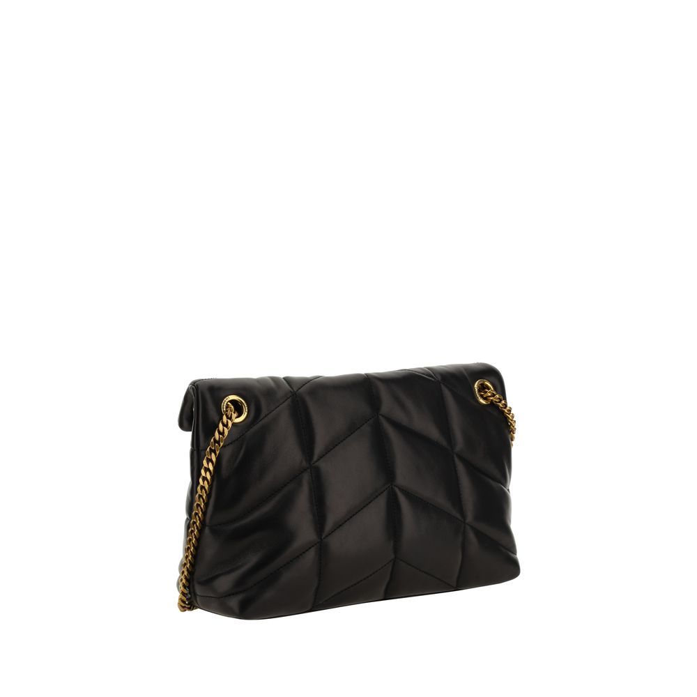 Saint Laurent Black Lambskin LouLou Puffer Crossbody Bag