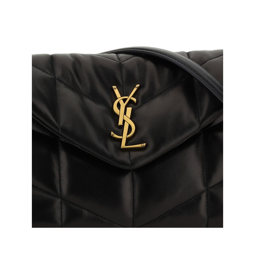 Saint Laurent Black Lambskin LouLou Puffer Crossbody Bag