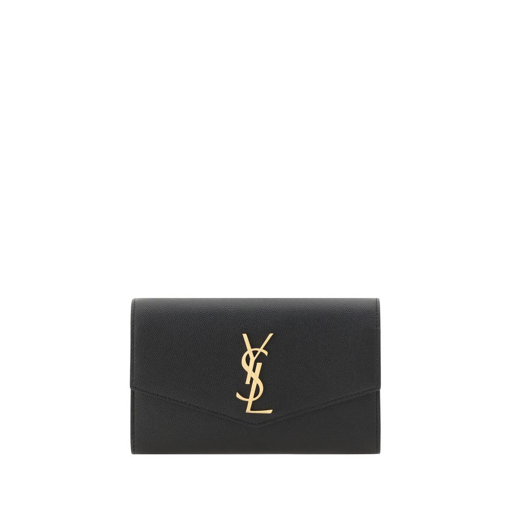 Saint Laurent Black Calf Leather Uptown Chain Wallet