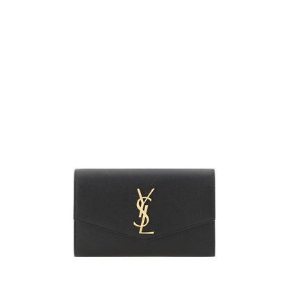 Saint Laurent Black Calf Leather Uptown Chain Wallet