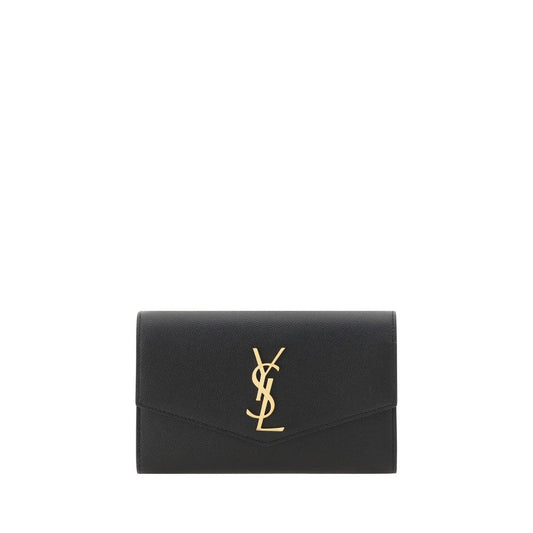 Saint Laurent Black Calf Leather Uptown Chain Wallet