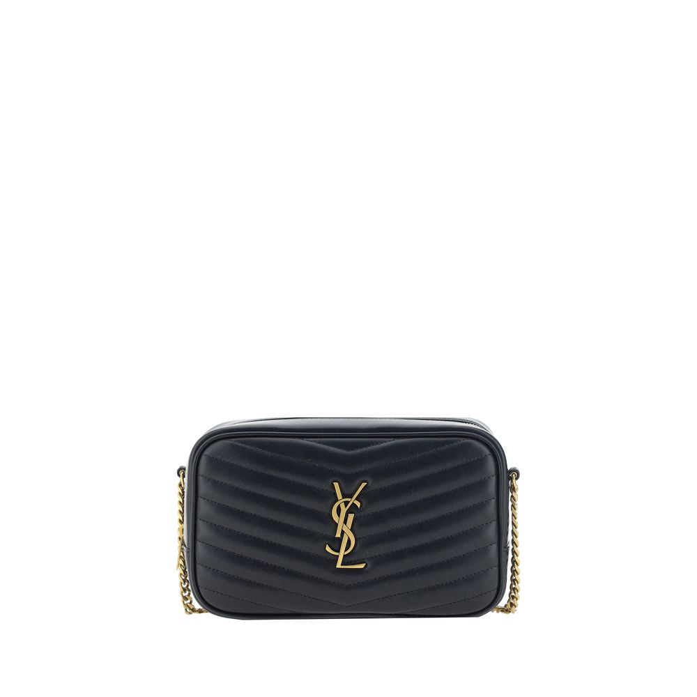 Saint Laurent Black Calf Leather Lou Mini Matelassé Leather Camera Bag