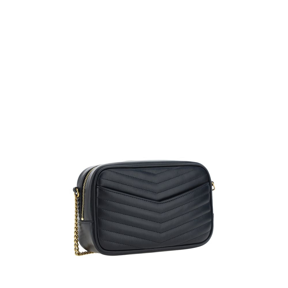Saint Laurent Black Calf Leather Lou Mini Matelassé Leather Camera Bag