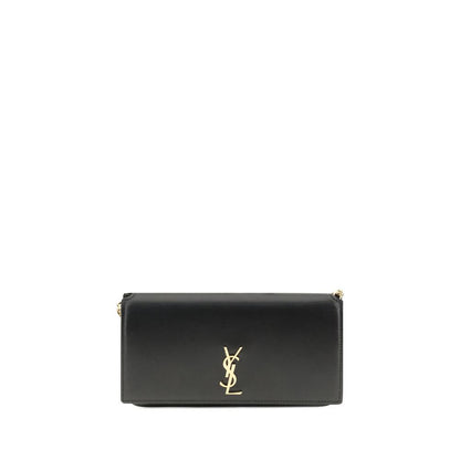 Saint Laurent Black Calf Leather Cassandre Phone Holder Bag