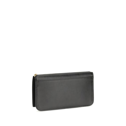 Saint Laurent Black Calf Leather Cassandre Phone Holder Bag