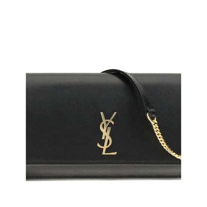 Saint Laurent Black Calf Leather Cassandre Phone Holder Bag
