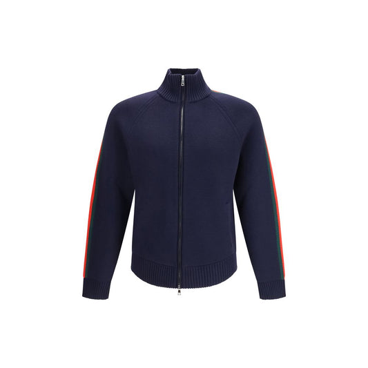 Gucci Blue Wool Zip Up Knit Track Jacket