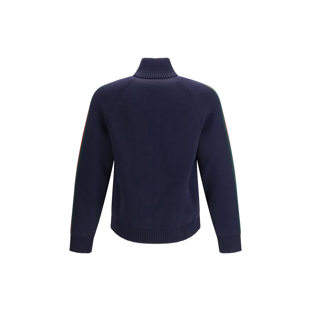 Gucci Blue Wool Zip Up Knit Track Jacket