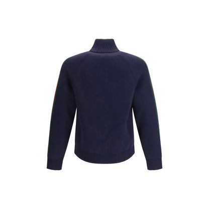 Gucci Blue Wool Zip Up Knit Track Jacket