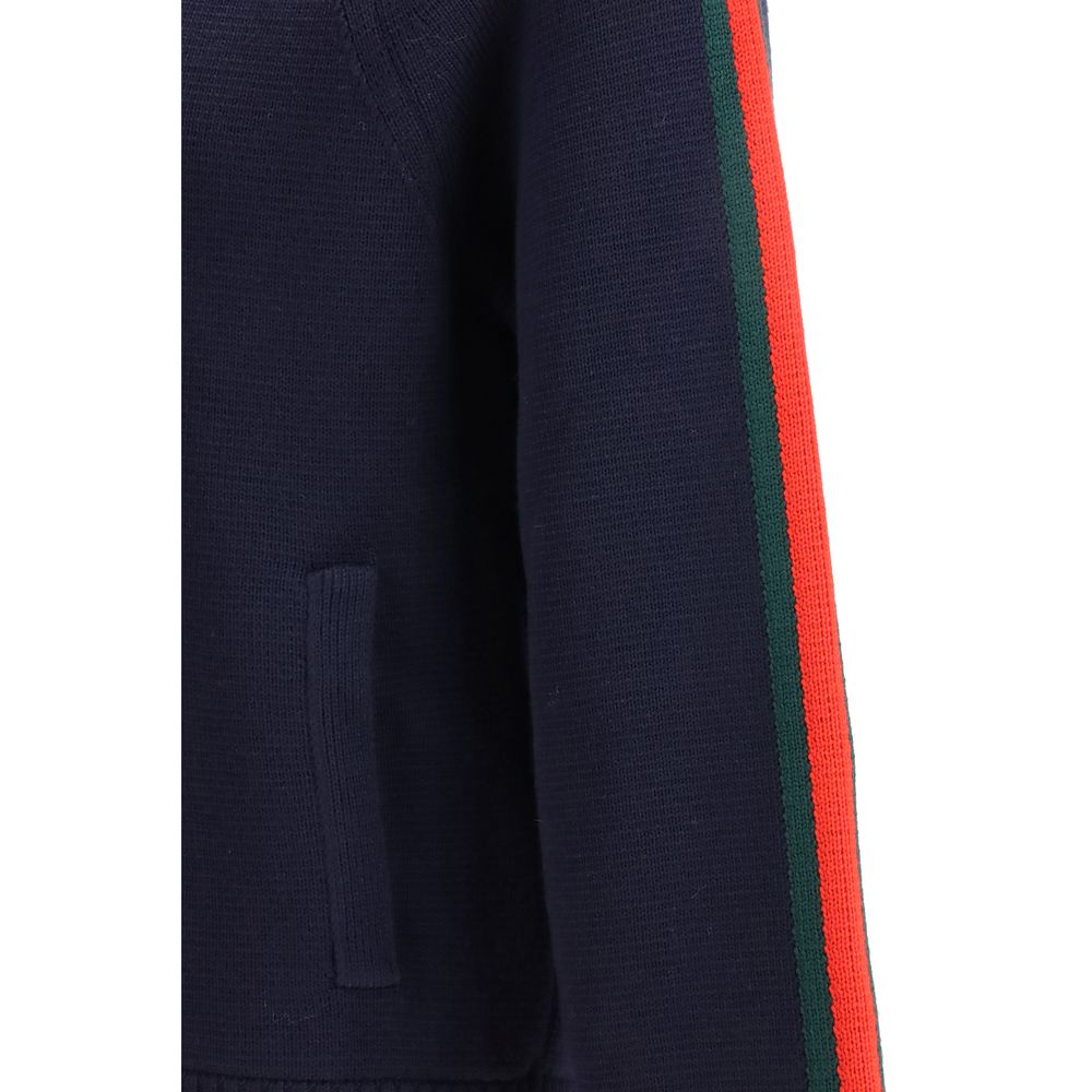 Gucci Blue Wool Zip Up Knit Track Jacket