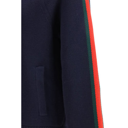 Gucci Blue Wool Zip Up Knit Track Jacket