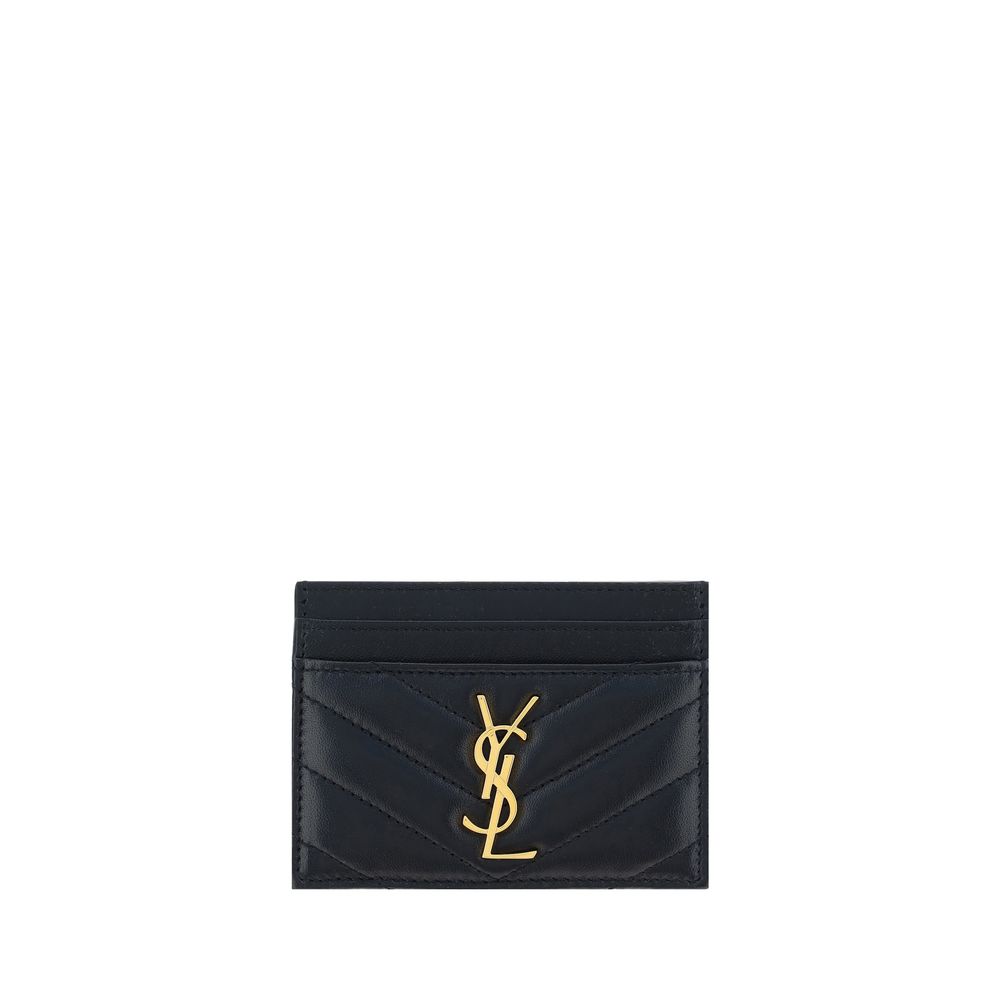 Saint Laurent Black Lamb Leather Card Holder Wallet