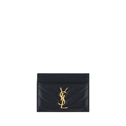 Saint Laurent Black Lamb Leather Card Holder Wallet