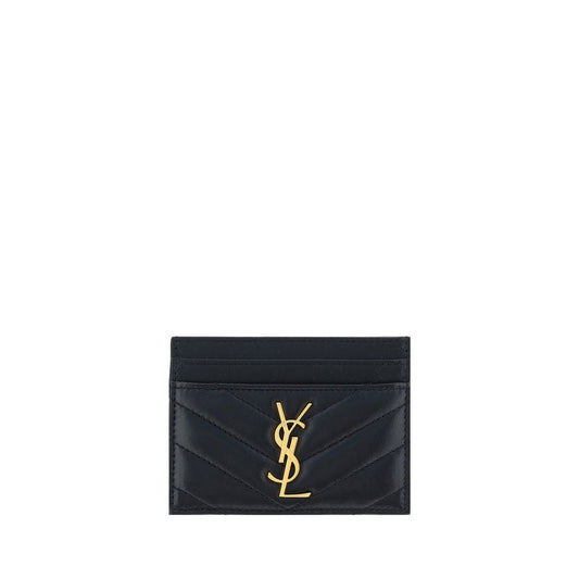Saint Laurent Black Lamb Leather Card Holder Wallet
