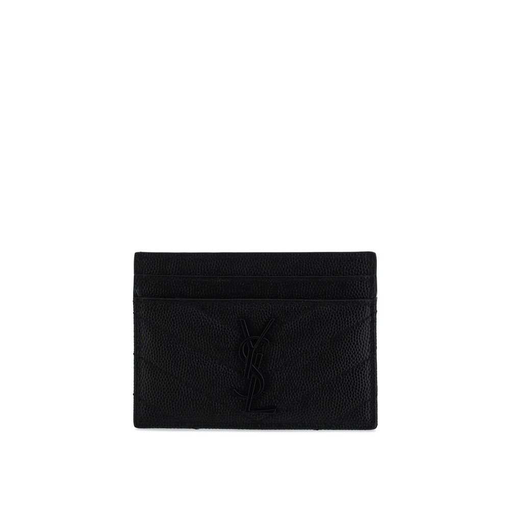 Saint Laurent Black Calf Leather Card Holder Wallet
