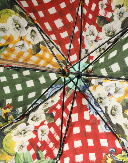 Dolce & Gabbana Multicolor Carretto Siciliano Print Collapsible Umbrella