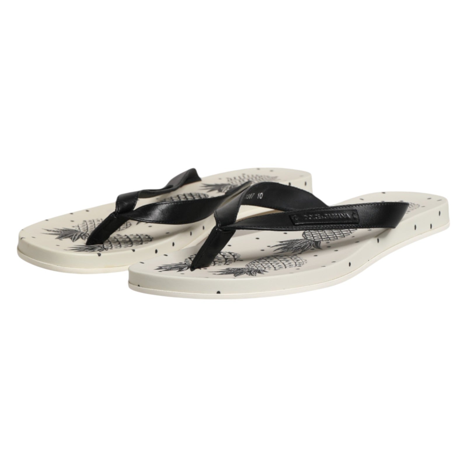 Dolce & Gabbana White Pineapple Print Slides