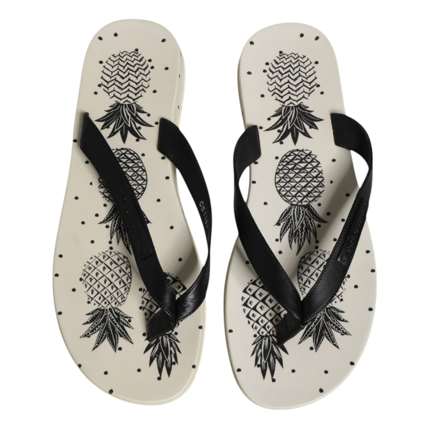 Dolce & Gabbana White Pineapple Print Slides