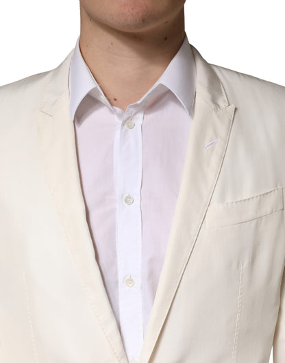 Dolce & Gabbana White Cotton Single Breasted Jacket Blazer