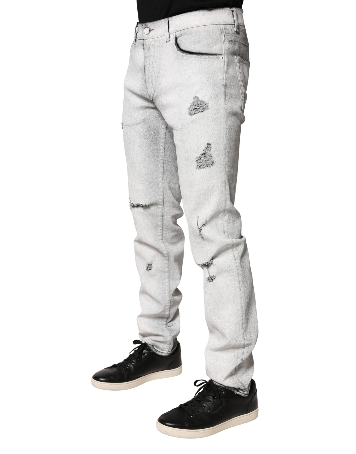 Dolce & Gabbana Light Gray Distressed Skinny Denim Jeans