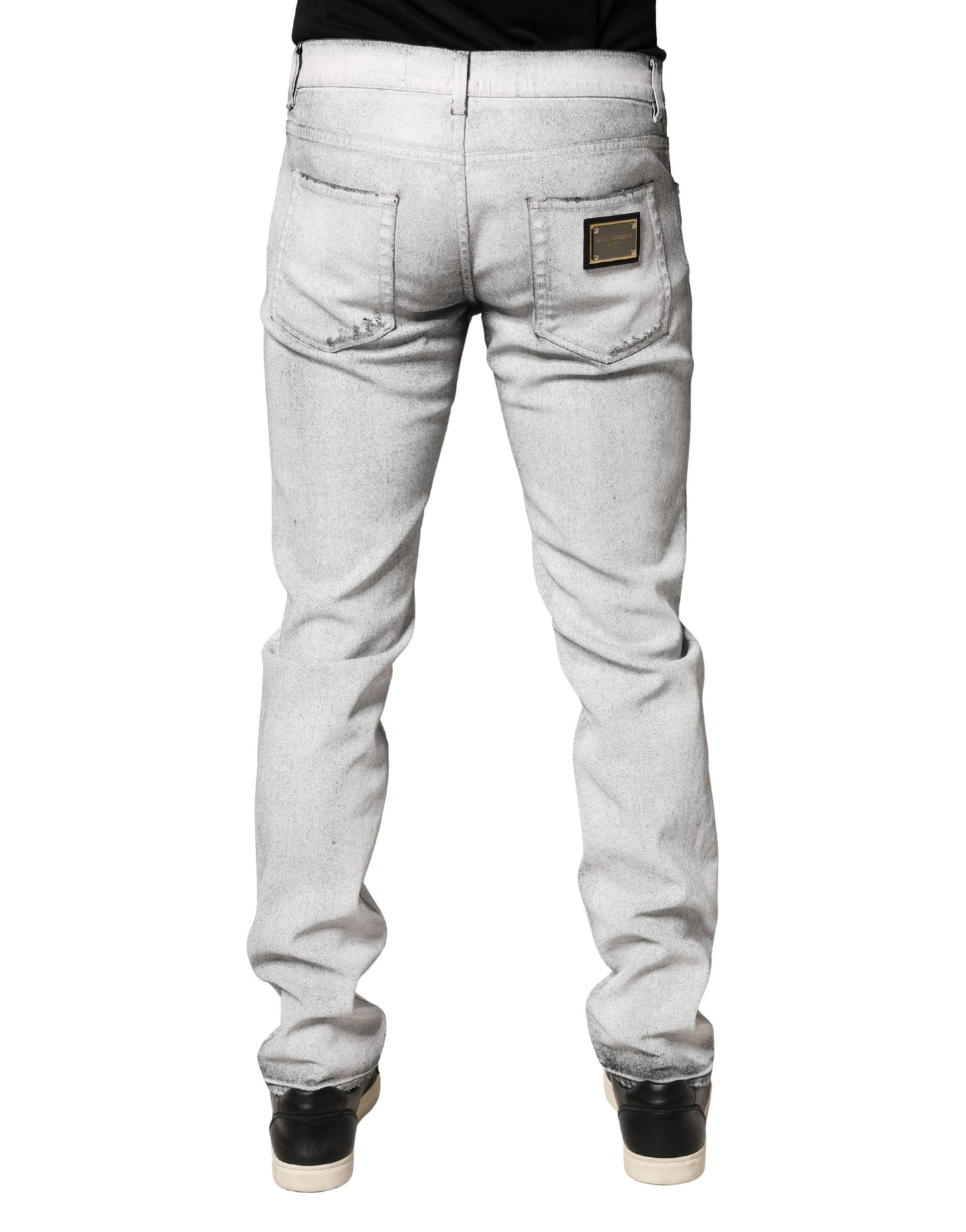 Dolce & Gabbana Light Gray Distressed Skinny Denim Jeans