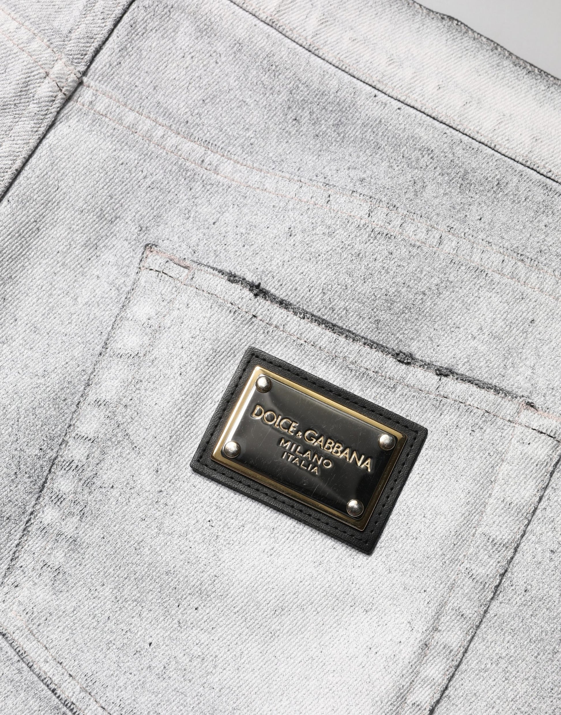 Dolce & Gabbana Light Gray Distressed Skinny Denim Jeans