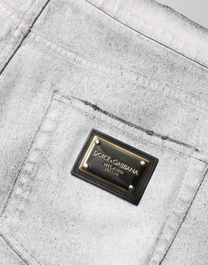 Dolce & Gabbana Light Gray Distressed Skinny Denim Jeans