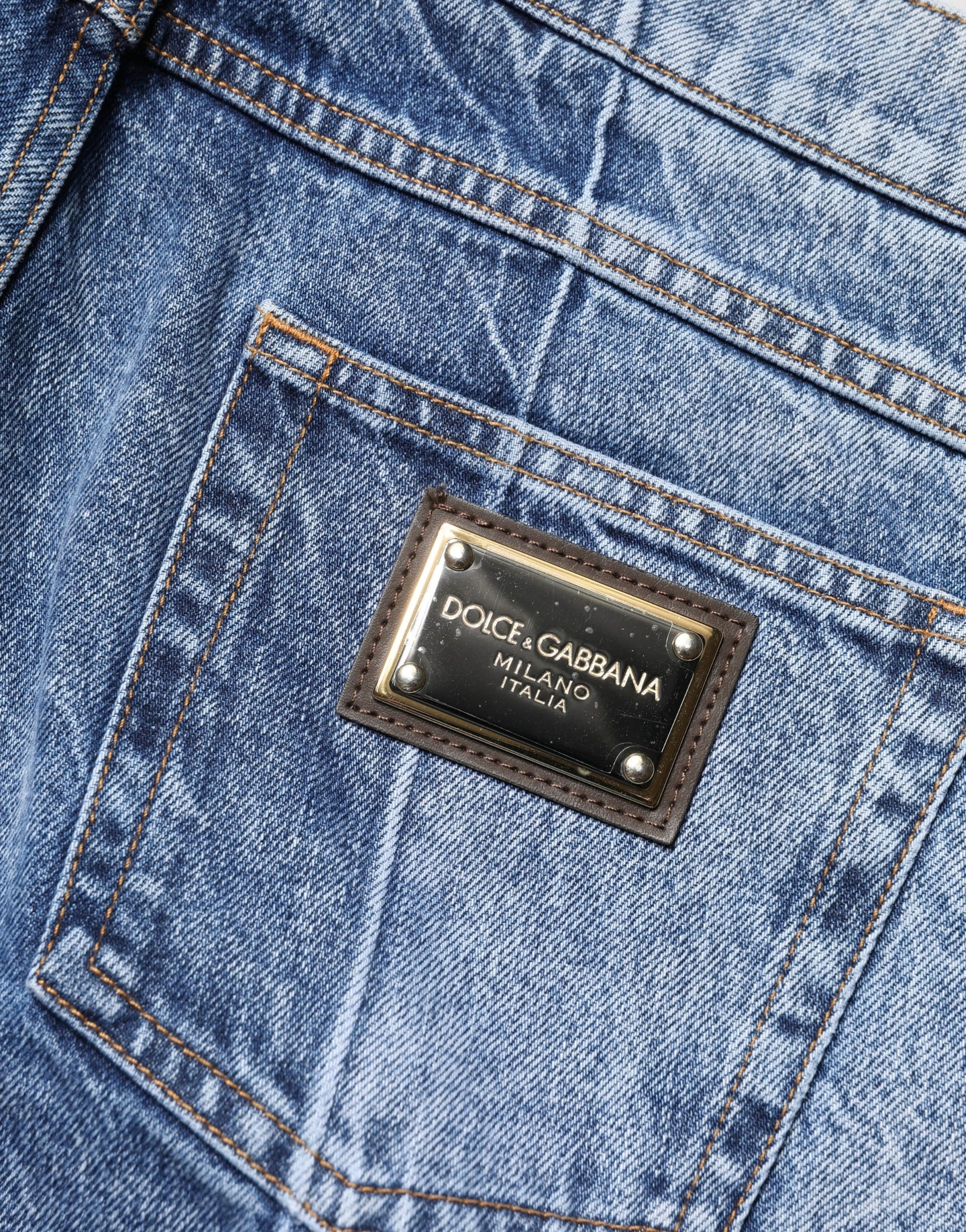Dolce & Gabbana Two Tone Blue Cotton Regular Fit Denim Jeans