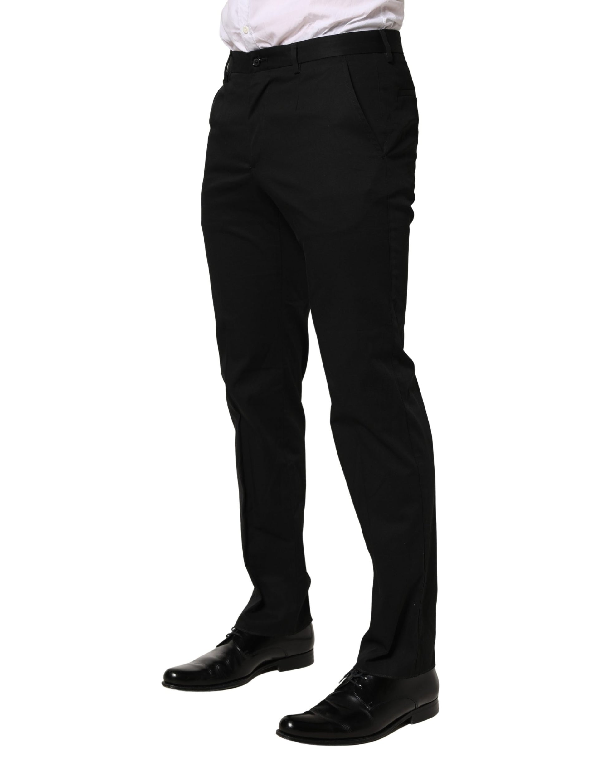 Dolce & Gabbana Black Cotton Skinny Dress Formal Trouser Pants