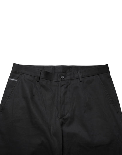 Dolce & Gabbana Black Cotton Skinny Dress Formal Trouser Pants