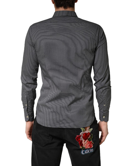 Domenico Tagliente Gray Patterned Long Sleeves Men Dress Shirt