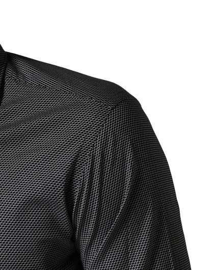 Domenico Tagliente Gray Patterned Long Sleeves Men Dress Shirt