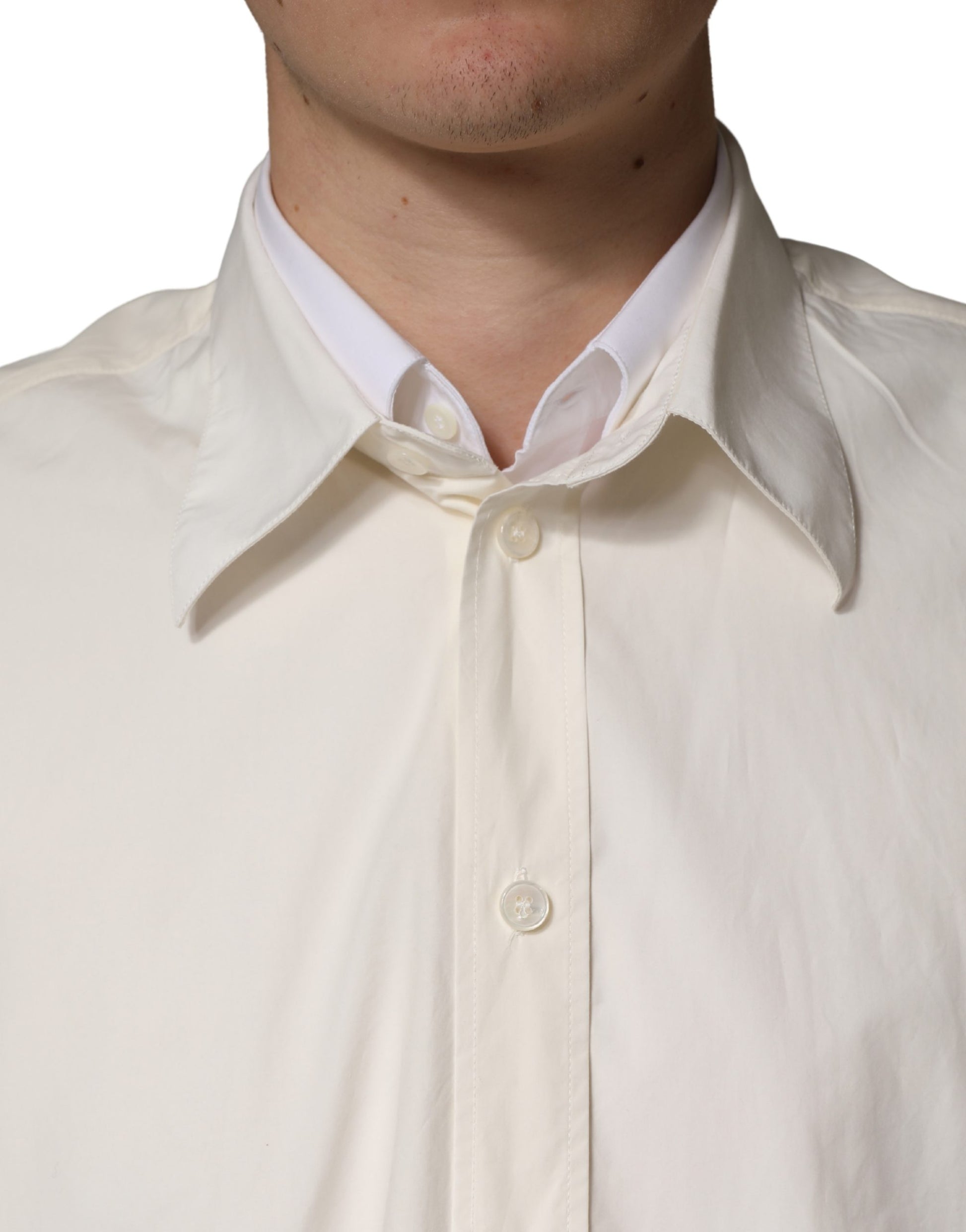 Dolce & Gabbana White MARTINI Cotton Men Dress Formal Shirt