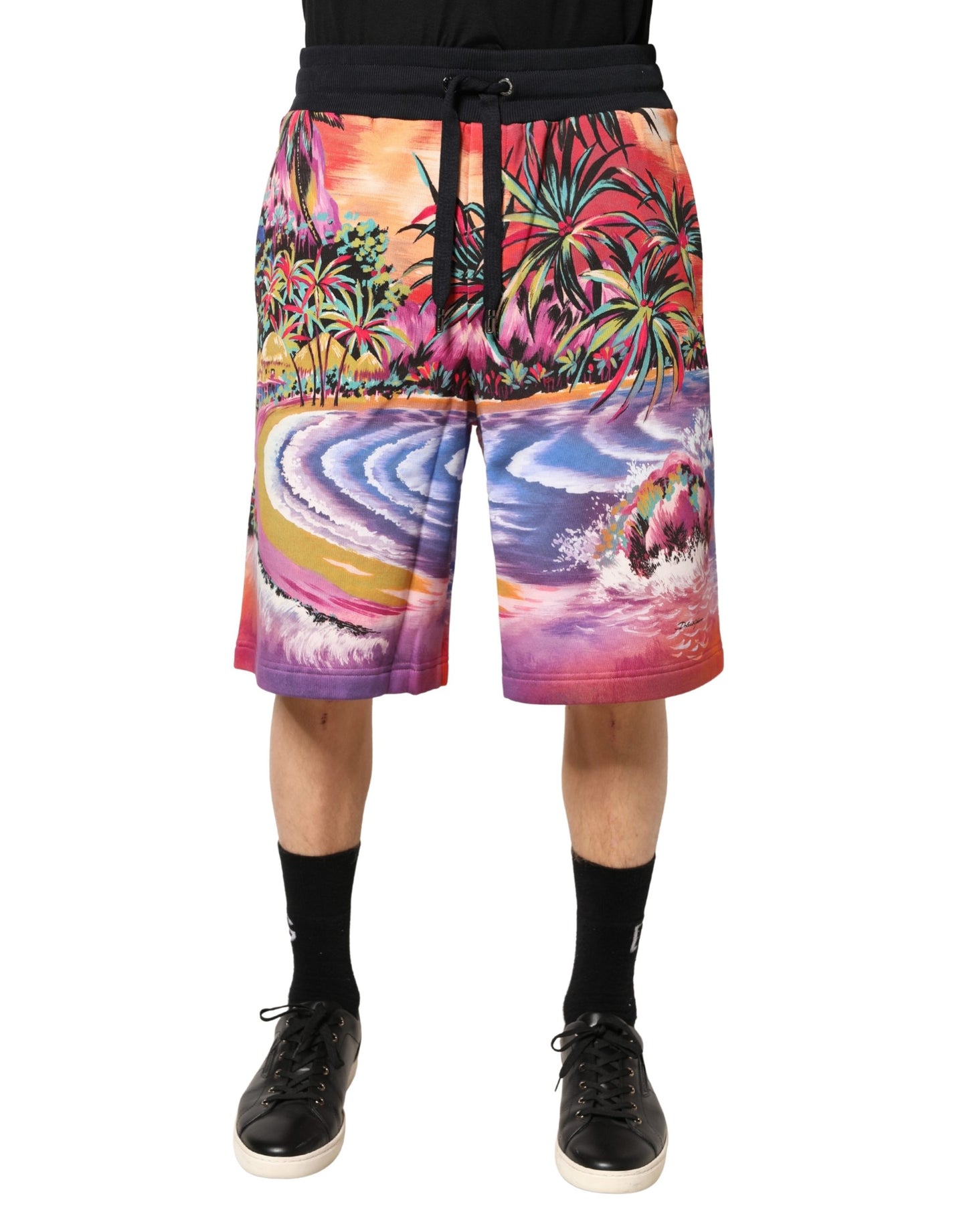 Dolce & Gabbana Tropical Graphic Print Cotton Bermuda Shorts