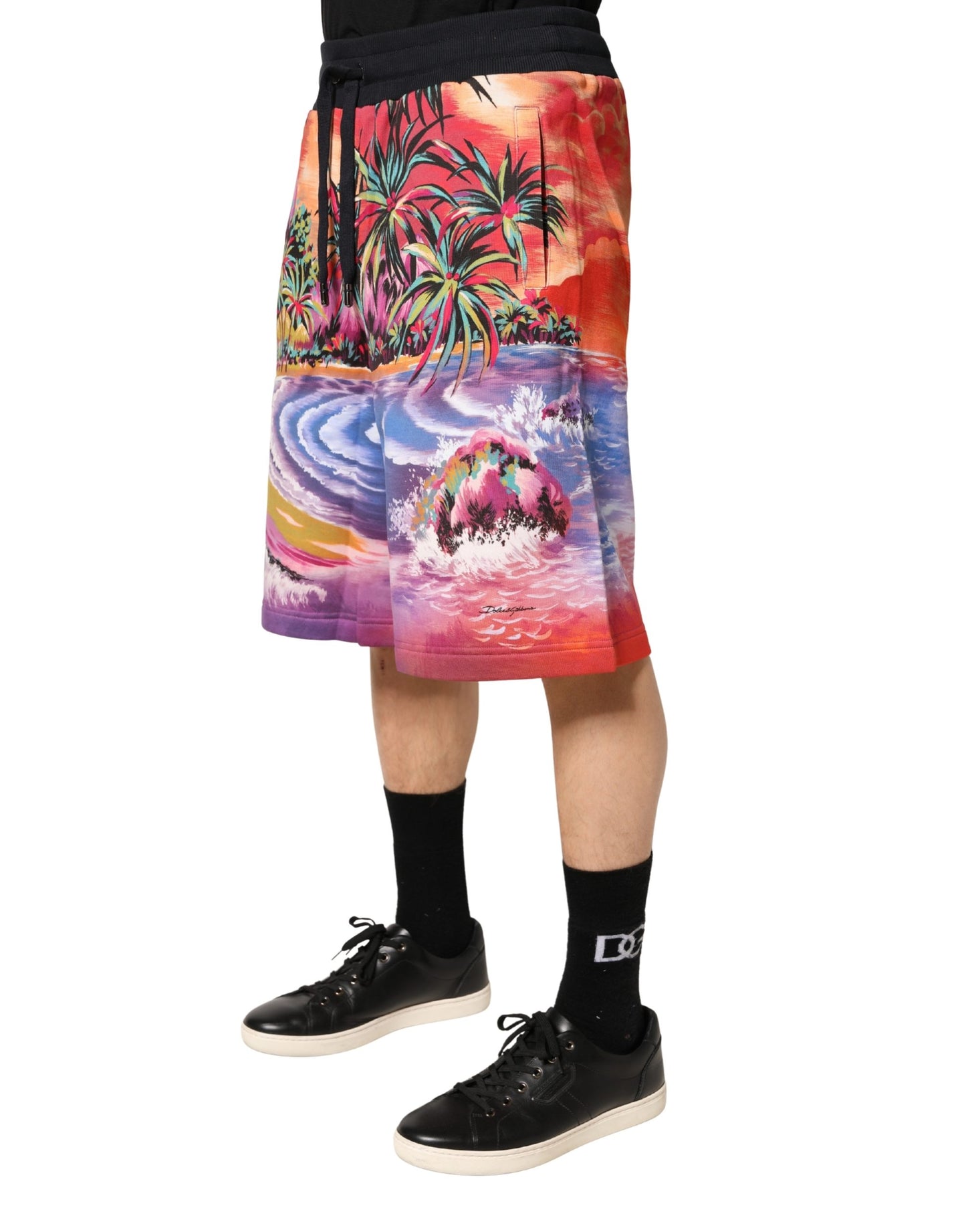 Dolce & Gabbana Tropical Graphic Print Cotton Bermuda Shorts