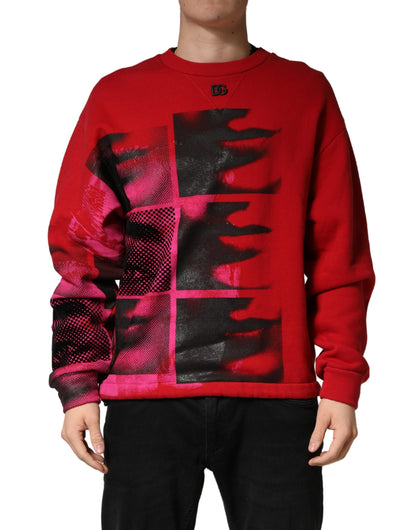 Dolce & Gabbana Red Abstract Graphic Crew Neck Sweatshirt for Men