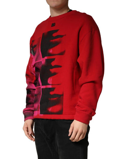 Dolce & Gabbana Red Abstract Graphic Crew Neck Sweatshirt for Men